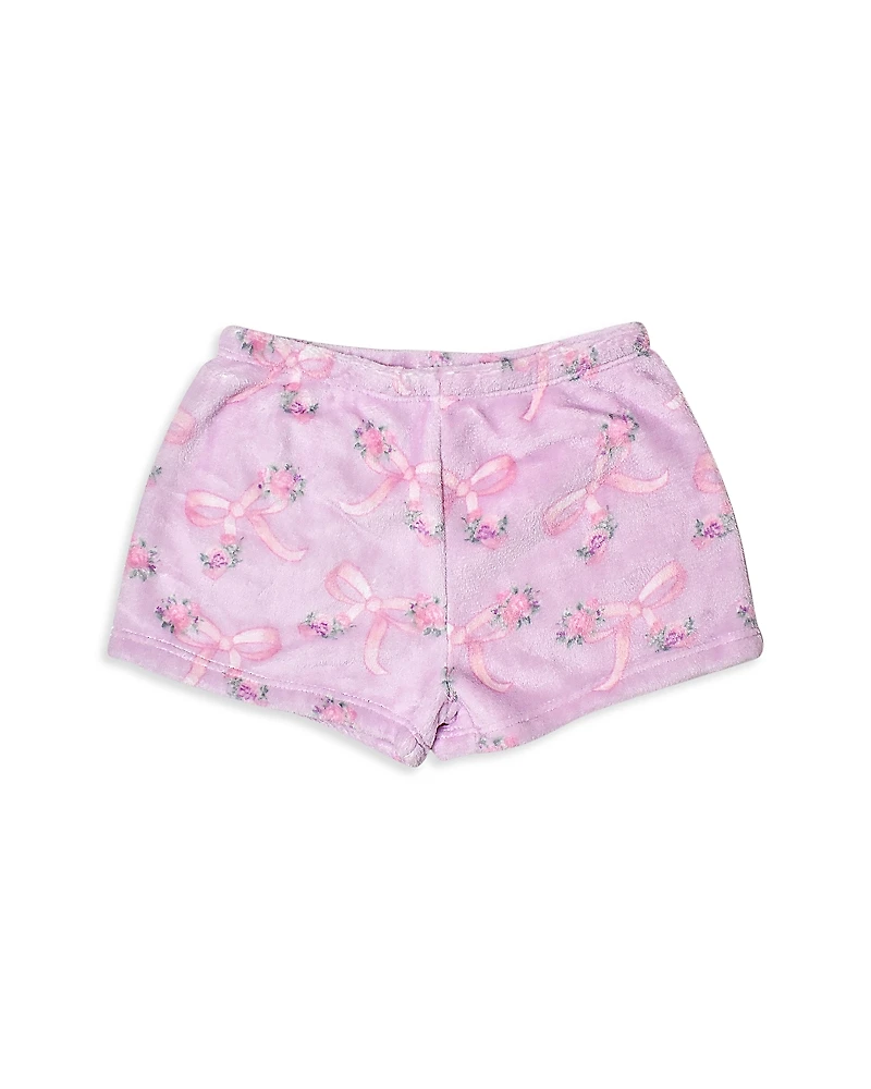 Omg Accessories Girls' Floral Bow Cozy Pajama Shorts