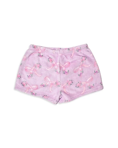 Omg Accessories Girls' Floral Bow Cozy Pajama Shorts