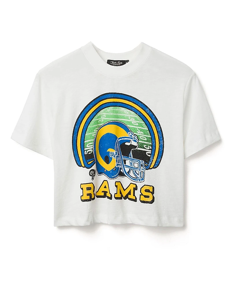 Junk Food Clothing Women's Nfl Los Angeles Rams Game Time Mock Neck Crop Tee