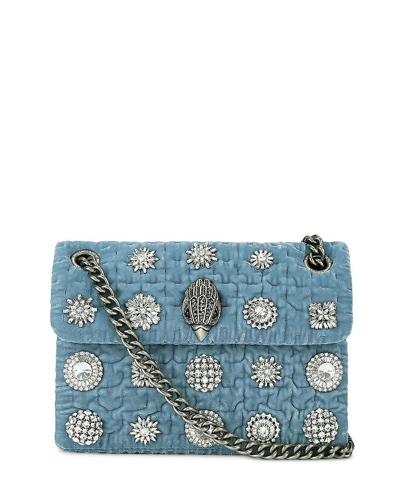 Kurt Geiger London Kensington Mini Embellished Velvet Shoulder Bag