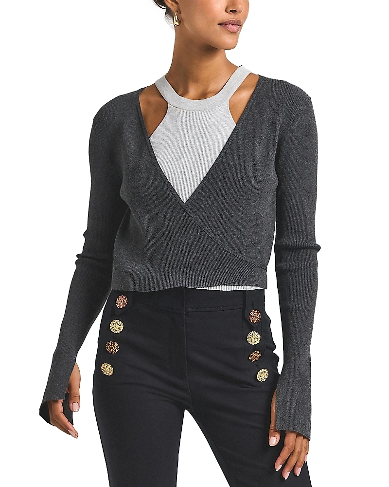 Derek Lam 10 Crosby Maren Wrap V Neck Cardigan Sweater