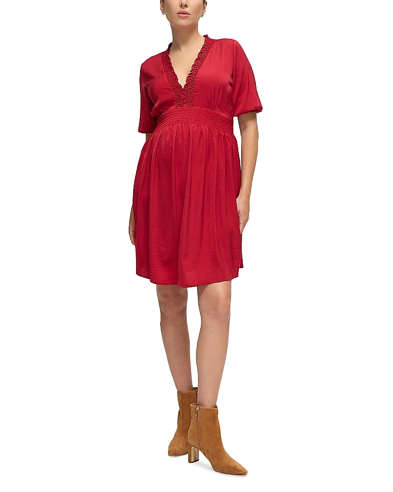 Ingrid & Isabel Deep V Smocked Maternity Dress