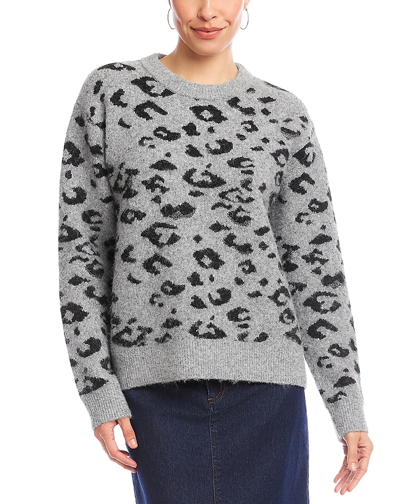 Karen Kane Metallic Animal Print Crewneck Sweater
