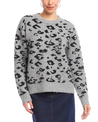 Karen Kane Metallic Animal Print Crewneck Sweater