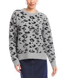 Karen Kane Metallic Animal Print Crewneck Sweater
