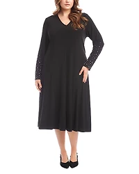 Karen Kane Plus Kate Beaded Sleeve Travel Dress