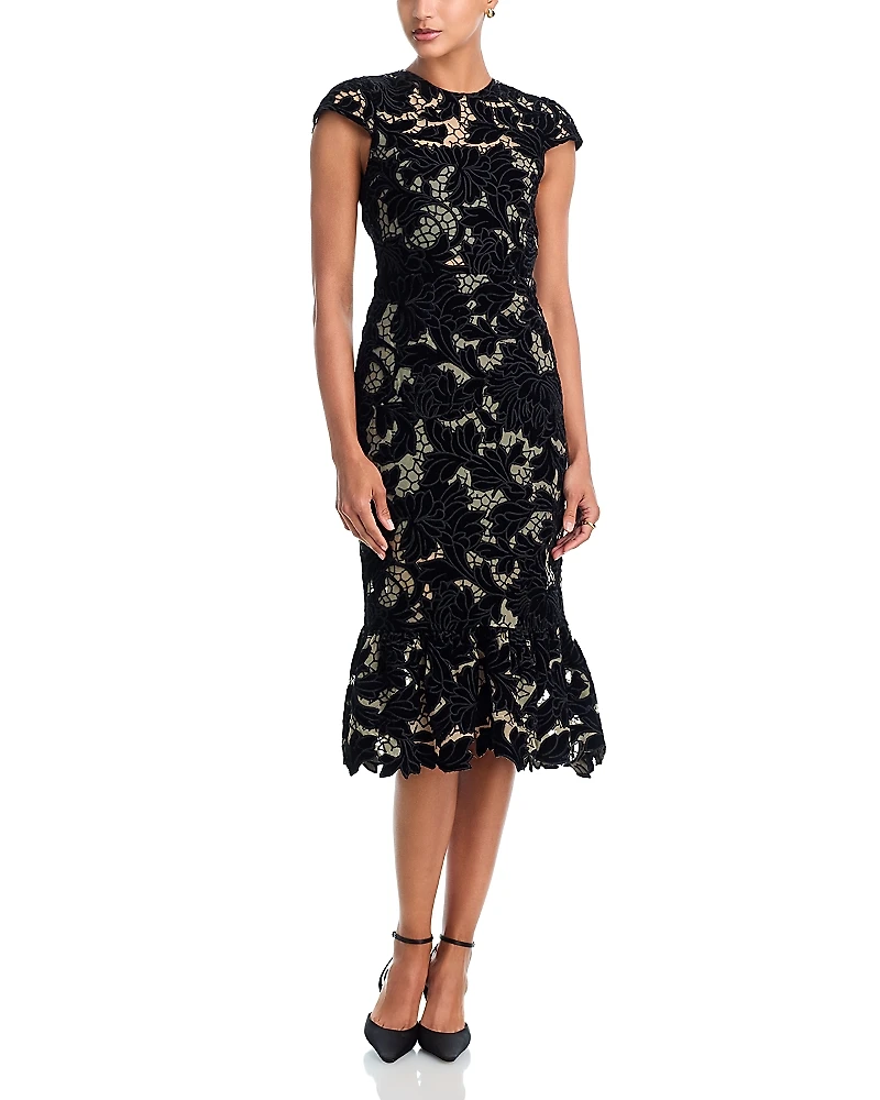 Alice and Olivia Clover Open Back Midi Dress