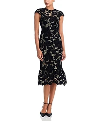 Alice and Olivia Clover Open Back Midi Dress