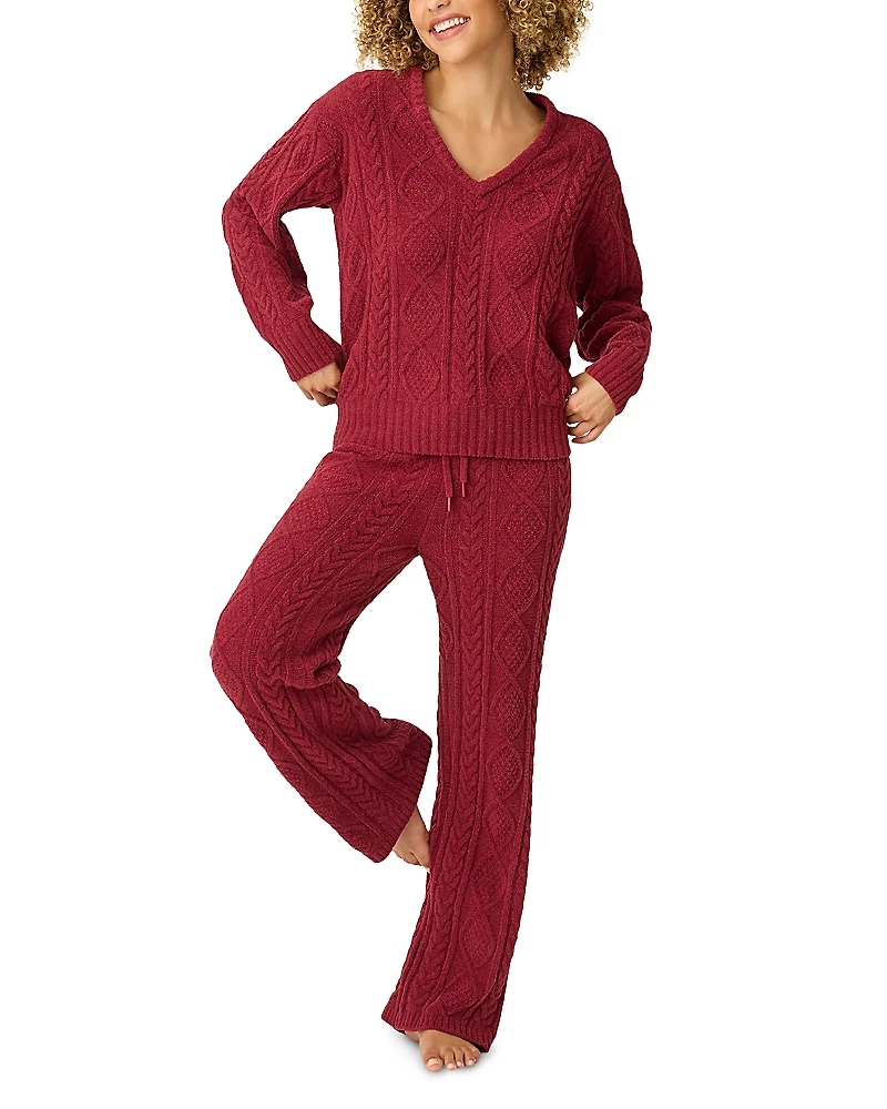 Pj Savage Cozy Chenille Cable-Knit Pajama Set