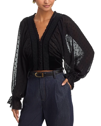 Aqua Embellished Clip Dot Top - Exclusive