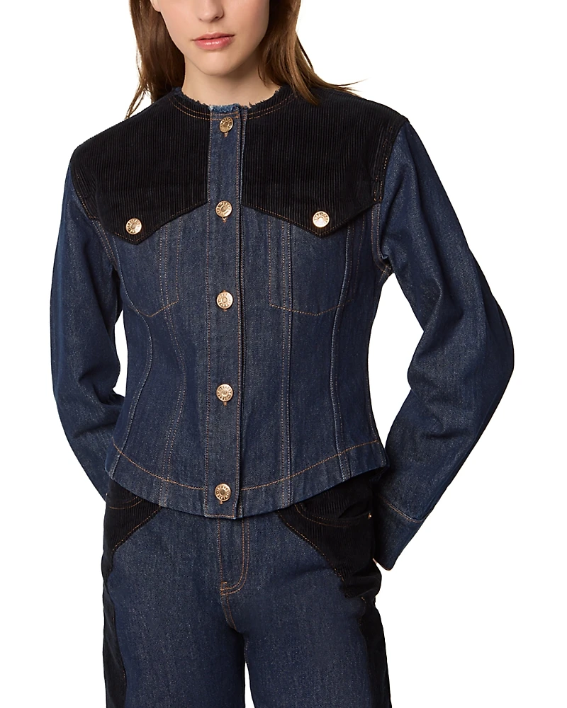 TRESSE Vanto Denim Velvet Trim Jacket