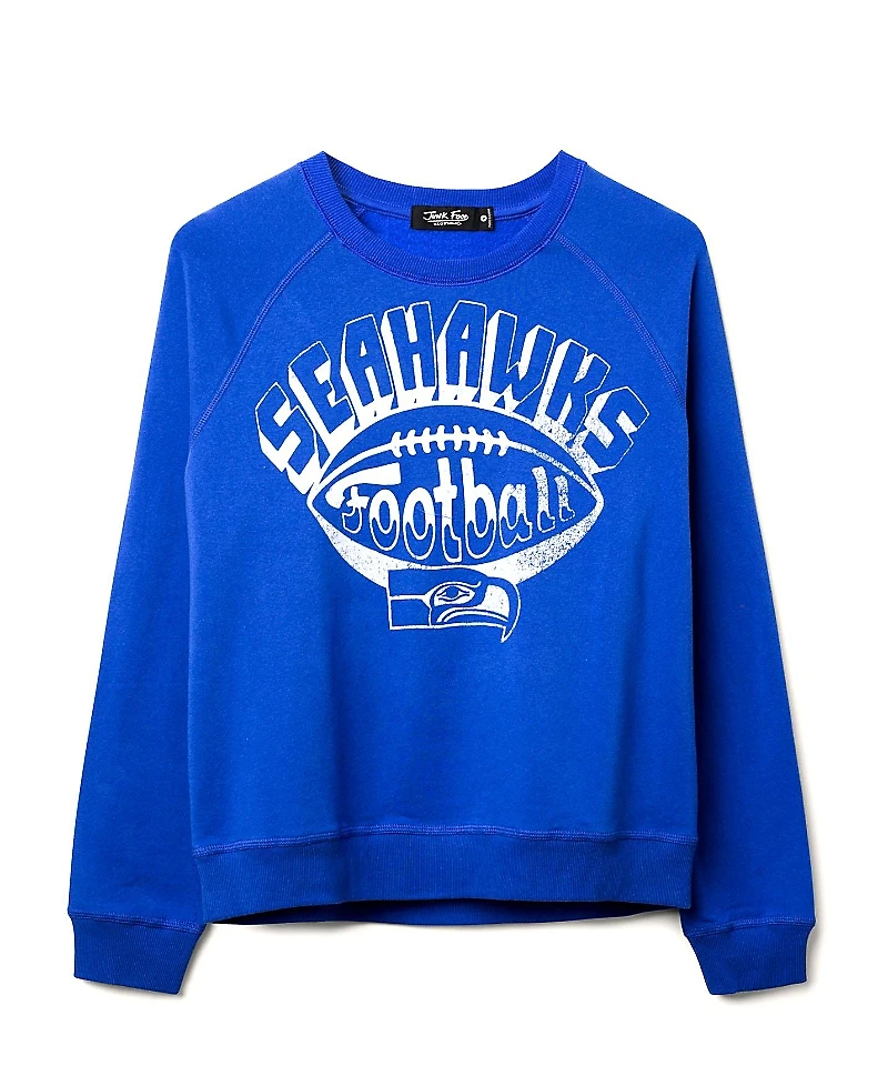 Junk Food Clothing Women's Nfl Seattle Seahawks Football Raglan Crew Fleece
