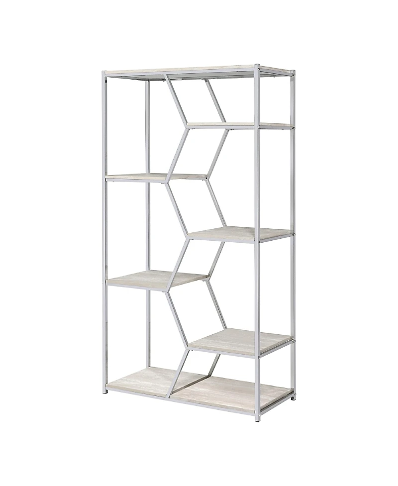 Furniture of America Geneva Steel Frame 7-Shelf Geometric Bookcase