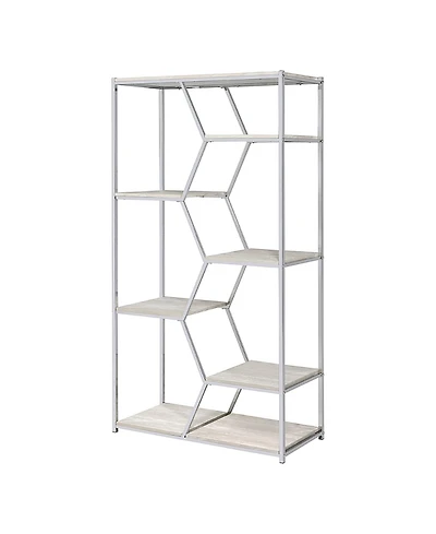 Furniture of America Geneva Steel Frame 7-Shelf Geometric Bookcase