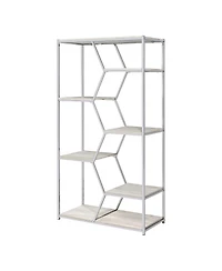 Furniture of America Geneva Steel Frame 7-Shelf Geometric Bookcase