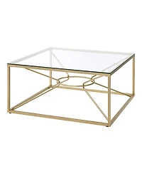 Furniture of America Floyd 35 Glass Top Square Coffee Table