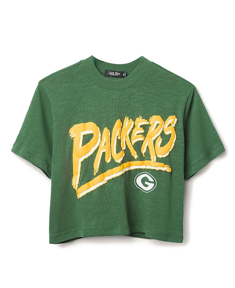 Junk Food Clothing Nfl Women's Green Bay Packers Thrill Mock Neck Crop Tee