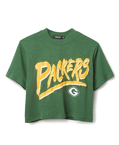 Junk Food Clothing Nfl Women's Green Bay Packers Thrill Mock Neck Crop Tee