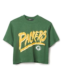 Junk Food Clothing Nfl Women's Green Bay Packers Thrill Mock Neck Crop Tee