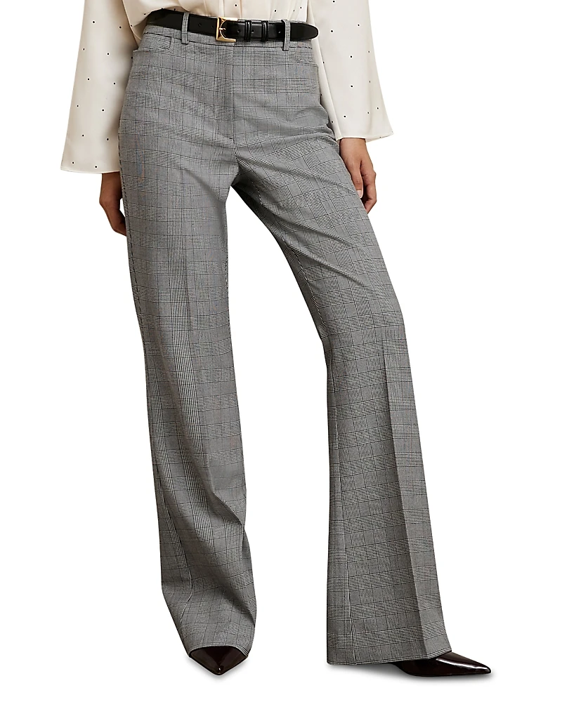 Reiss Petite Check Flare Leg Pants