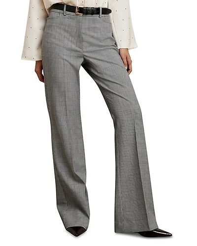 Reiss Petite Check Flare Leg Pants