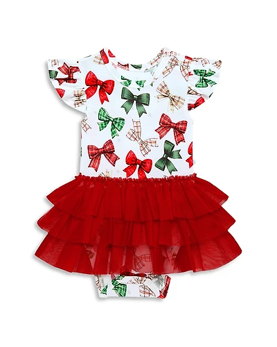 Posh Peanut Girls' Christabel Ruffled Tulle Tiered Bodysuit Dress - Baby