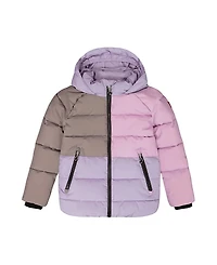 Deux par Deux Girls' Colorblocked Puffy Winter Coat - Little Kid