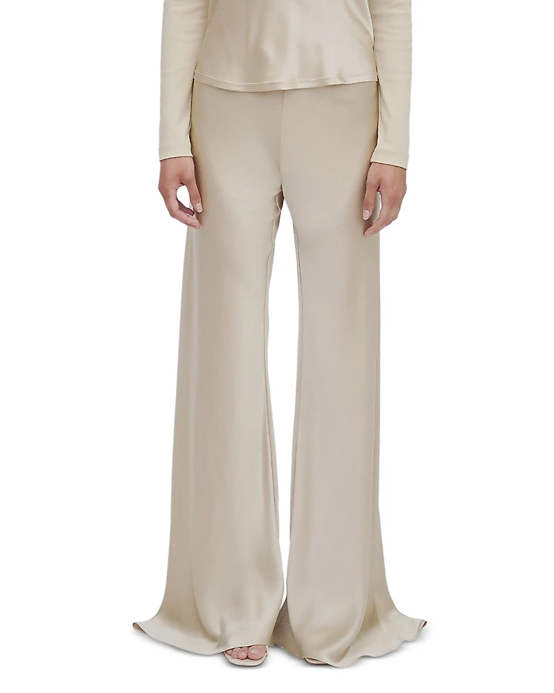 Rosetta Getty Silk Bias Cut Wide Leg Pants