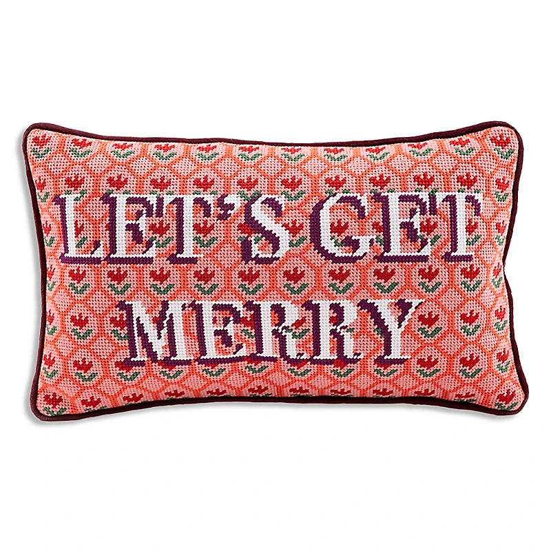 Furbish Studio Let's Get Merry Needlepoint Pillow