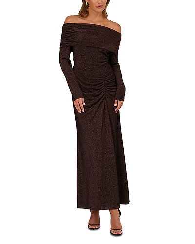 Adrianna By Papell Metallic Knit Ruched Dress