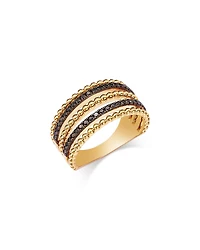 Bloomingdale's Fine Collection Black Diamond and 14K Yellow Gold Beaded Multi Row Ring, 0.33 tcw