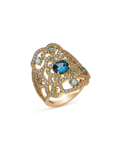 Bloomingdale's Fine Collection London Blue Topaz, Blue Topaz & Diamond Flower Statement Ring