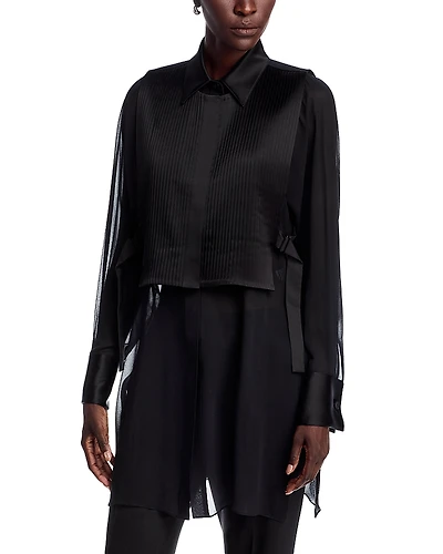 Lafayette 148 New York Pleated Vest Blouse