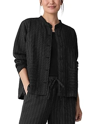 Eileen Fisher Mandarin Collar Cotton Blend Jacket