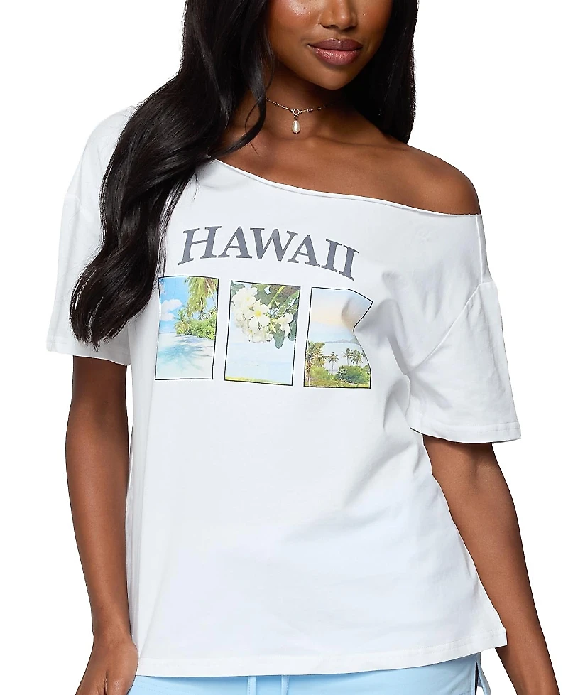 Edikted Hawaiian Babe Off Shoulder T Shirt