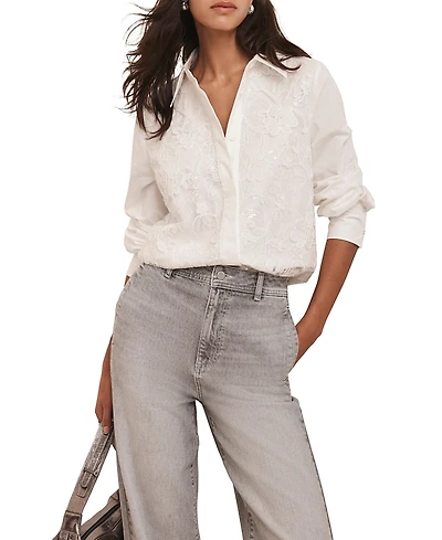 Mint Velvet Women's Sequin Lace Cotton Shirt