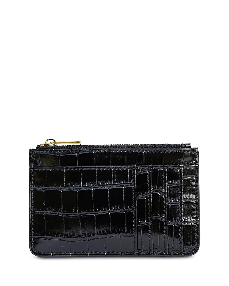 F & W Style Carrie Croc Embossed Leather Card Holder