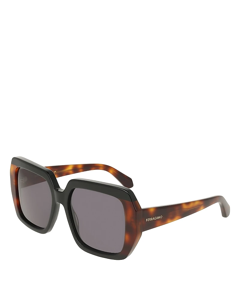 Ferragamo Solid Square Sunglasses, 56mm