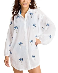 Tommy Bahama Catalina Coast Palm Boyfriend Shirt Swim Cover-Up