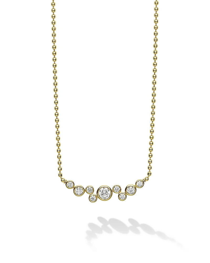 Lagos 18K Yellow Gold Fizz Diamond Bezel Beaded Collar Necklace, 16-18