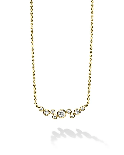 Lagos 18K Yellow Gold Fizz Diamond Bezel Beaded Collar Necklace, 16-18