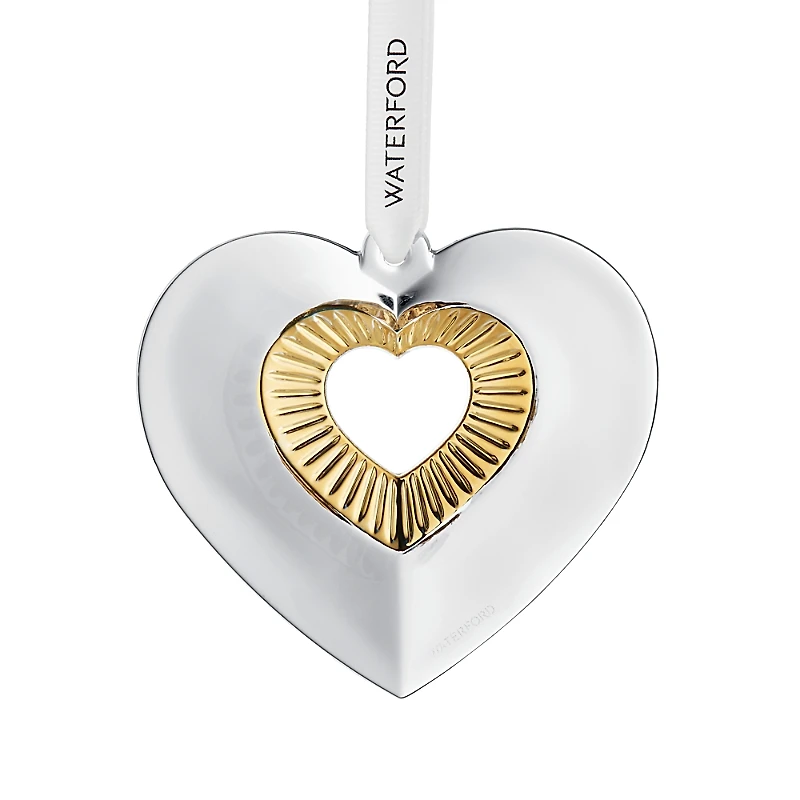 Waterford Heart Ornament with Gold Detail