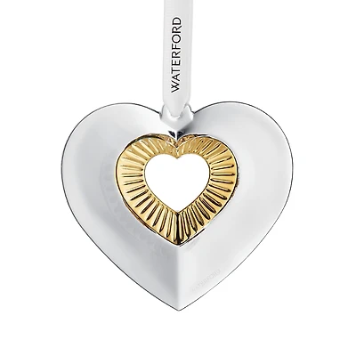 Waterford Heart Ornament with Gold Detail