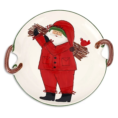 Vietri Old St. Nick Handled Round Platter with Sticks