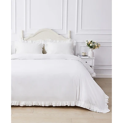 Bedford Lane Double Ruffle Percale Duvet Cover Set