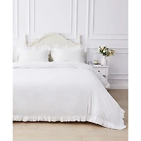 Bedford Lane Double Ruffle Percale Duvet Cover Set