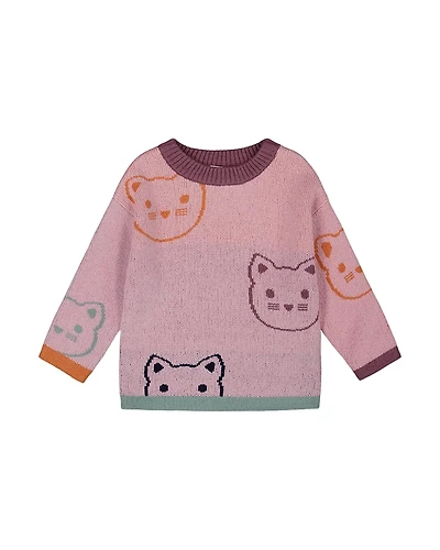 Deux par Girls' Knit Jacquard Sweater - Baby