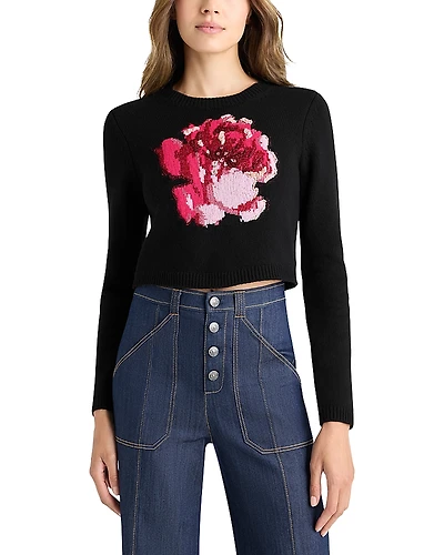 Cinq a Sept Heritage Rose Cropped Sweatshirt