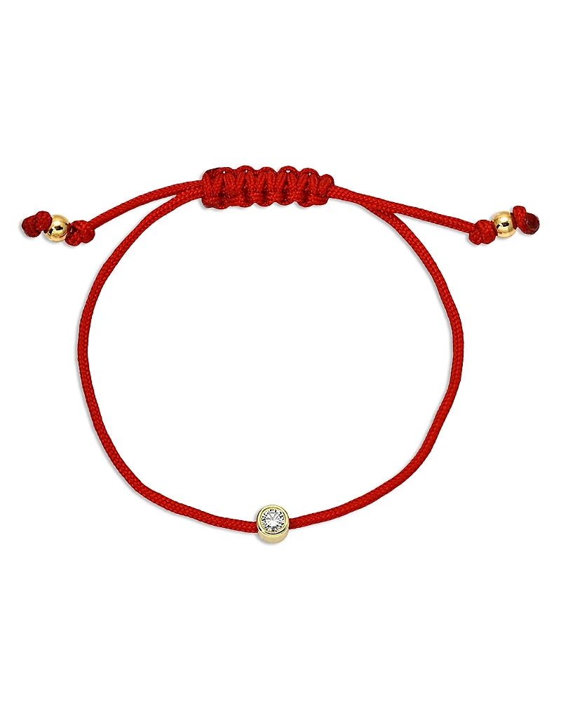 Zoe Lev Lab Grown Diamond Red Cord Slider Bracelet