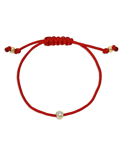 Zoe Lev Lab Grown Diamond Red Cord Slider Bracelet